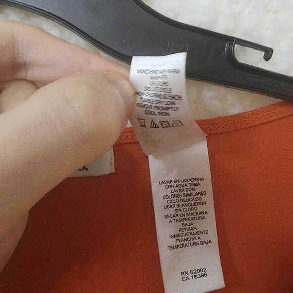 Liz & co Blouse Womens XL Orange Long Sleeve Round Neck Stretch Blend Comfort - Picture 4 of 7